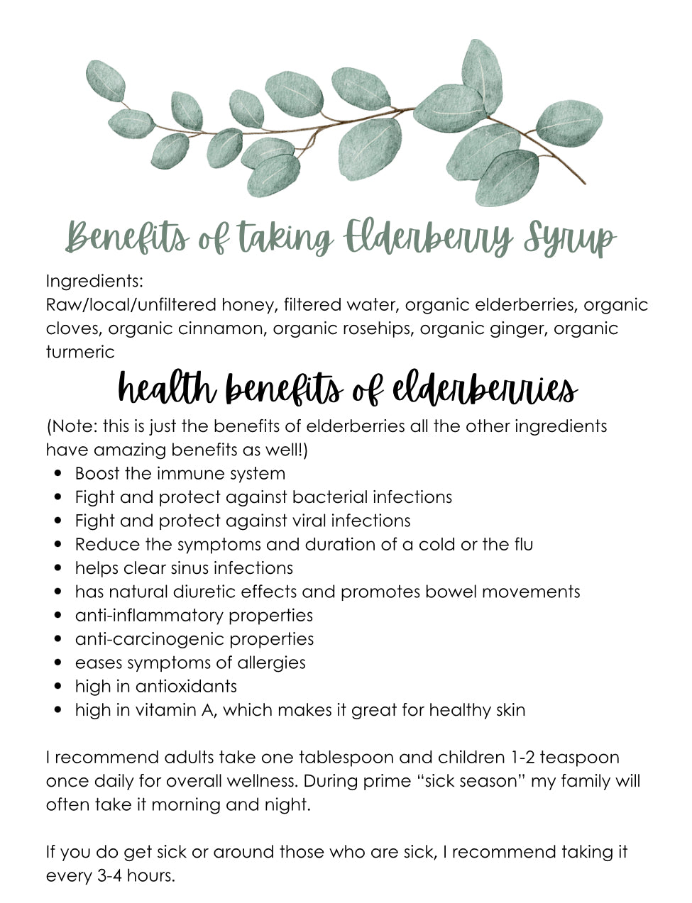 Organic Elderberry Syrup (16 oz/pint)